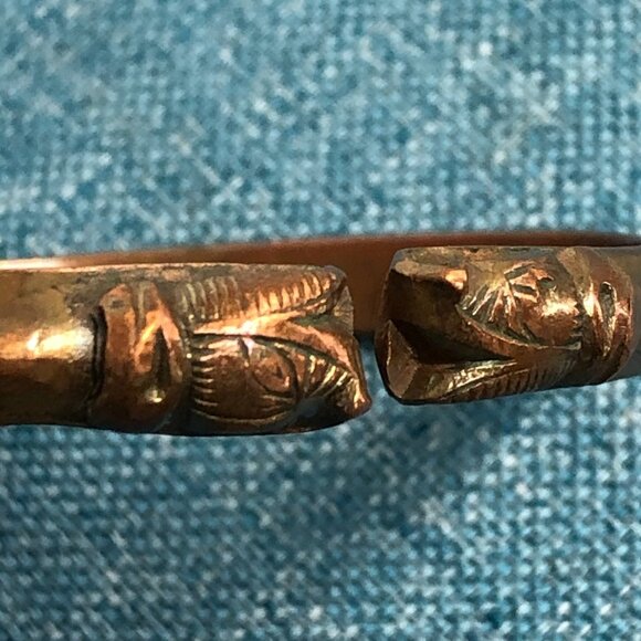 Unisex Copper Punjabi Cuff Kada Animal Figure Free Size Tribal Bracelet - Picture 6 of 12